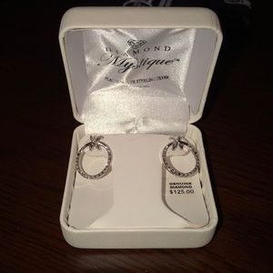 Genuine diamond circle hoop earrings - never worn